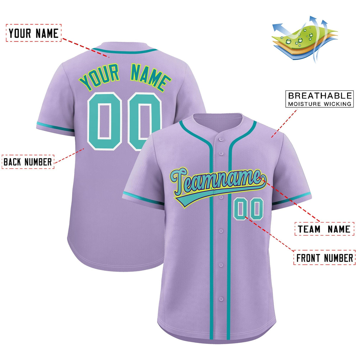 Custom Light Purple Classic Style Stitched Sports Uniform Personalized For Teams Quick Dry Baseball Jersey| KXKSHOP