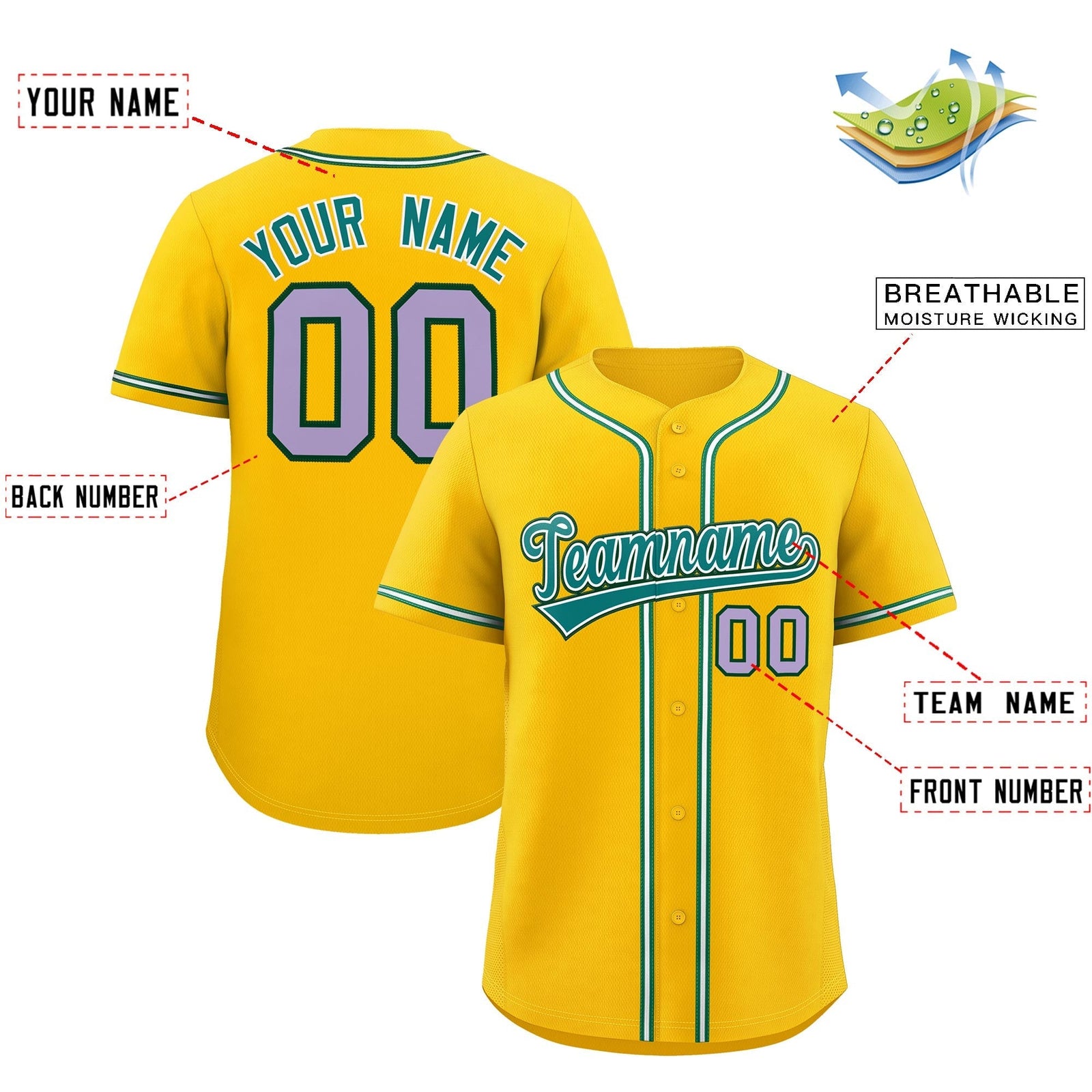 Custom Yellow Classic Style Stitched Sports Uniform Personalized For Teams Lightweight Baseball Jersey| KXKSHOP