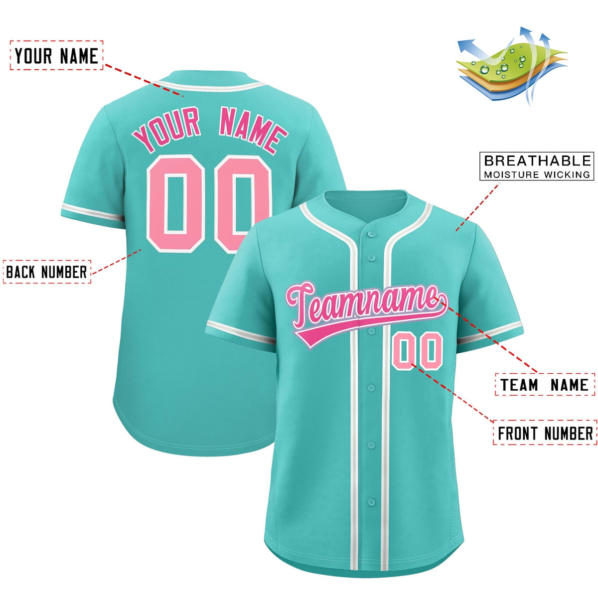 Custom Teal Classic Style Stitched Sports Uniform Personalized For Teams Lightweight Baseball Jersey| KXKSHOP
