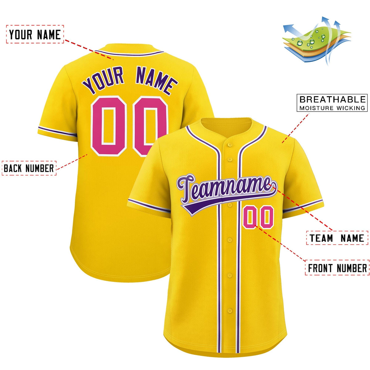 Custom Gold Classic Style Stitched Sports Uniform Personalized For Teams Lightweight Baseball Jersey| KXKSHOP