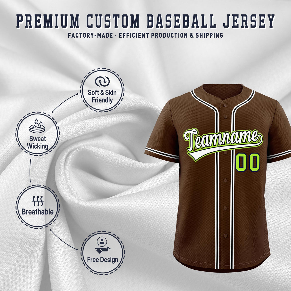 Custom Brown Classic Style Stitched Sports Uniform Personalized For Teams Lightweight Baseball Jersey| KXKSHOP
