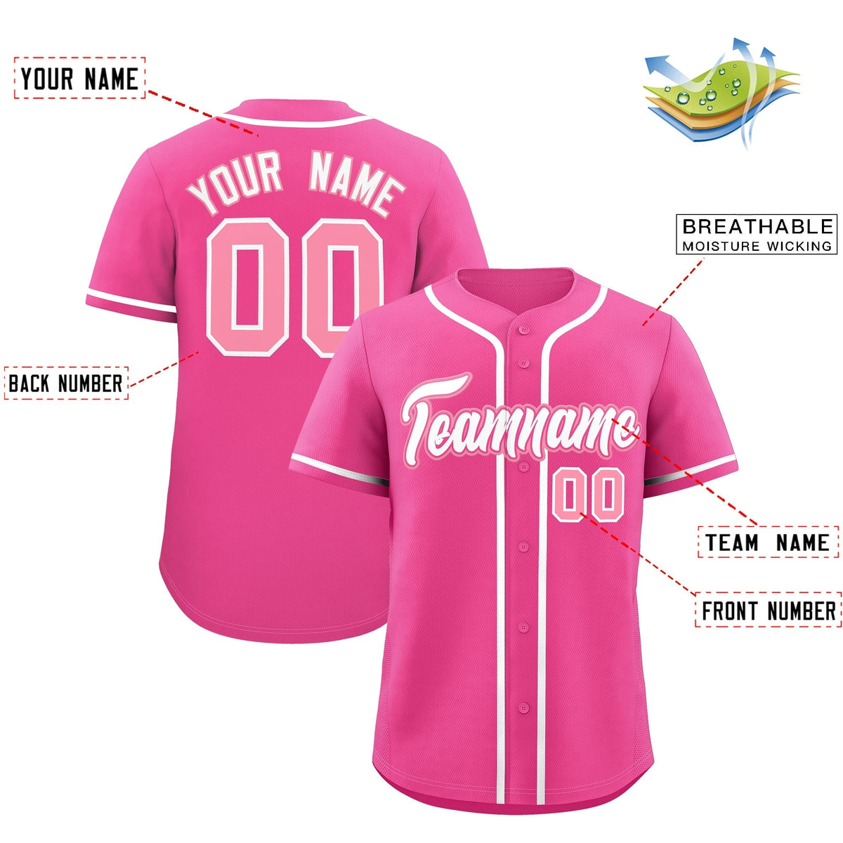 Custom Pink Classic Style Stitched Sports Uniform Personalized For Teams Quick Dry Baseball Jersey| KXKSHOP