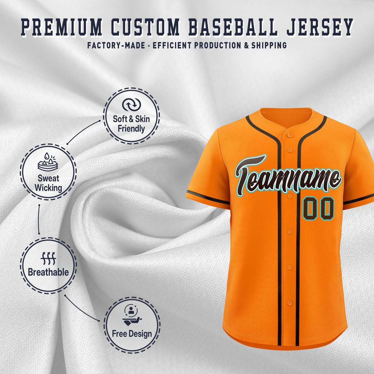 Custom Orange Classic Style Stitched Sports Uniform Personalized For Teams Lightweight Baseball Jersey| KXKSHOP