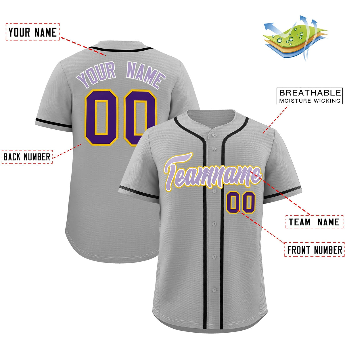 Custom Light Gray Classic Style Stitched Sports Uniform Personalized For Teams Lightweight Baseball Jersey| KXKSHOP