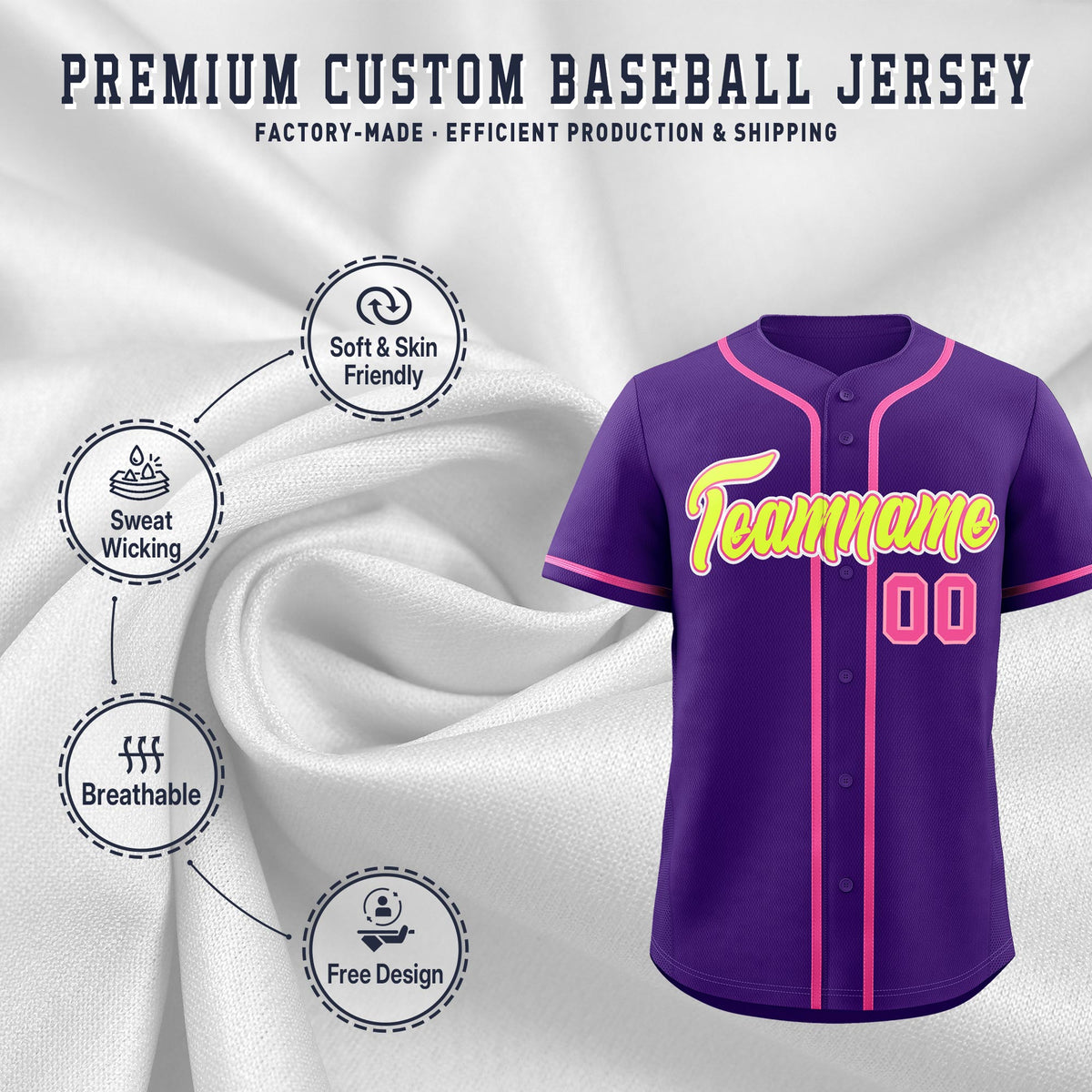 Custom Purple Classic Style Stitched Sports Uniform Personalized For Teams Quick Dry Baseball Jersey| KXKSHOP