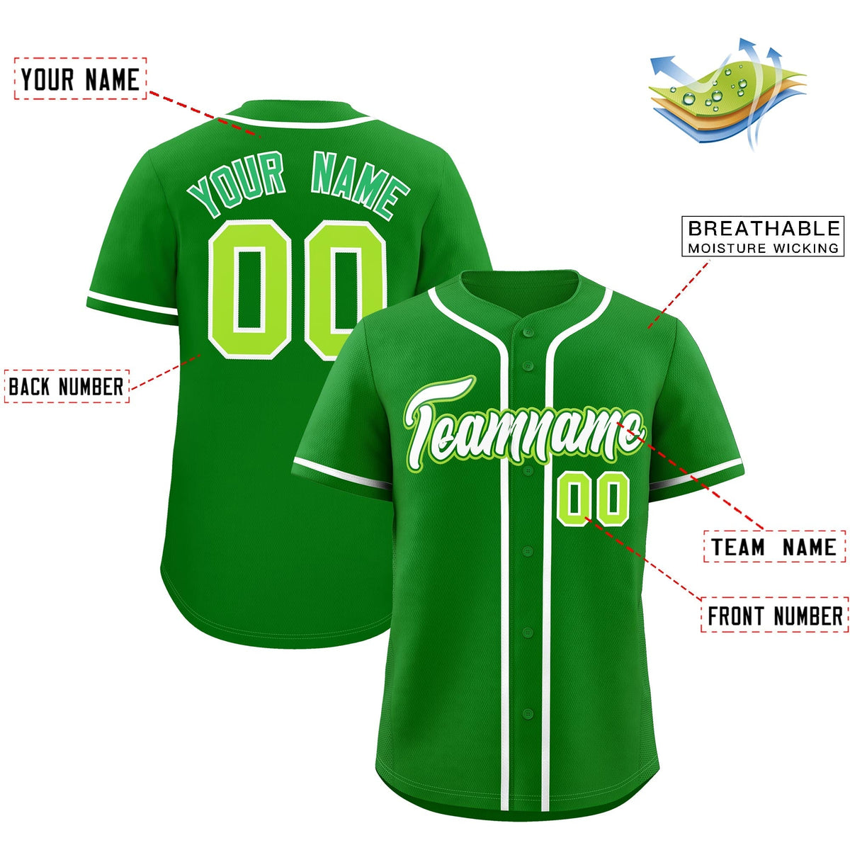 Custom Kelly Green Classic Style Stitched Sports Uniform Personalized For Teams Lightweight Baseball Jersey| KXKSHOP