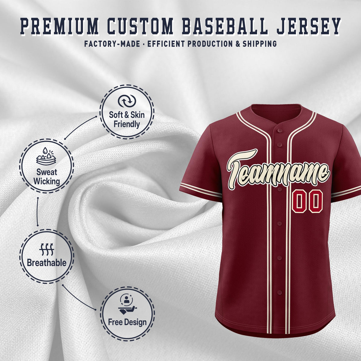 Custom Maroon Classic Style Stitched Sports Uniform Personalized For Teams Quick Dry Baseball Jersey| KXKSHOP