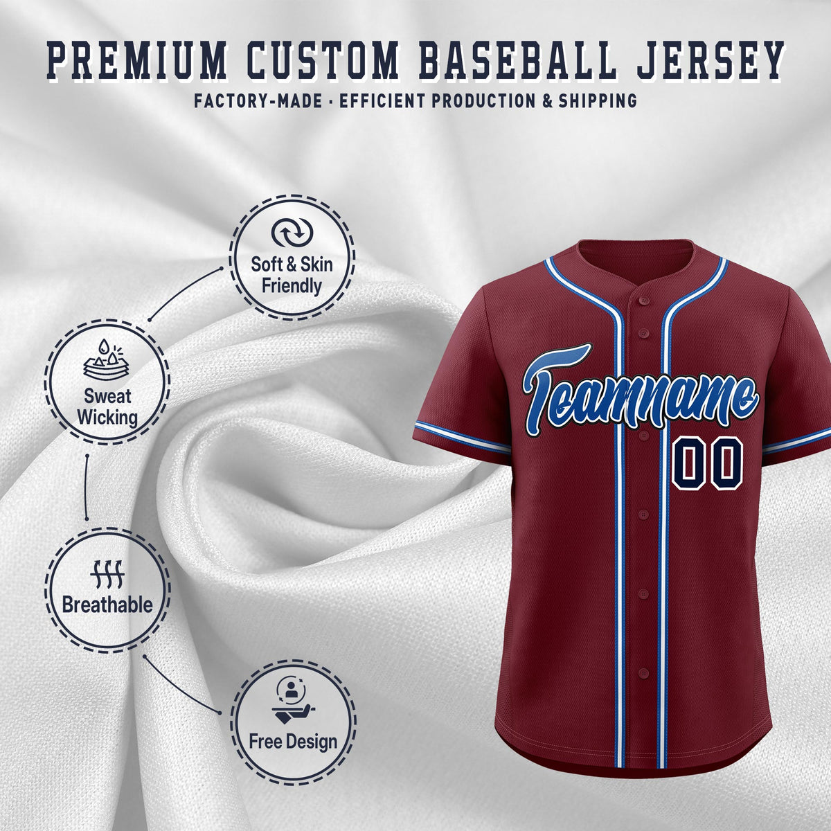 Custom Maroon Classic Style Stitched Sports Uniform Personalized For Teams Lightweight Baseball Jersey| KXKSHOP