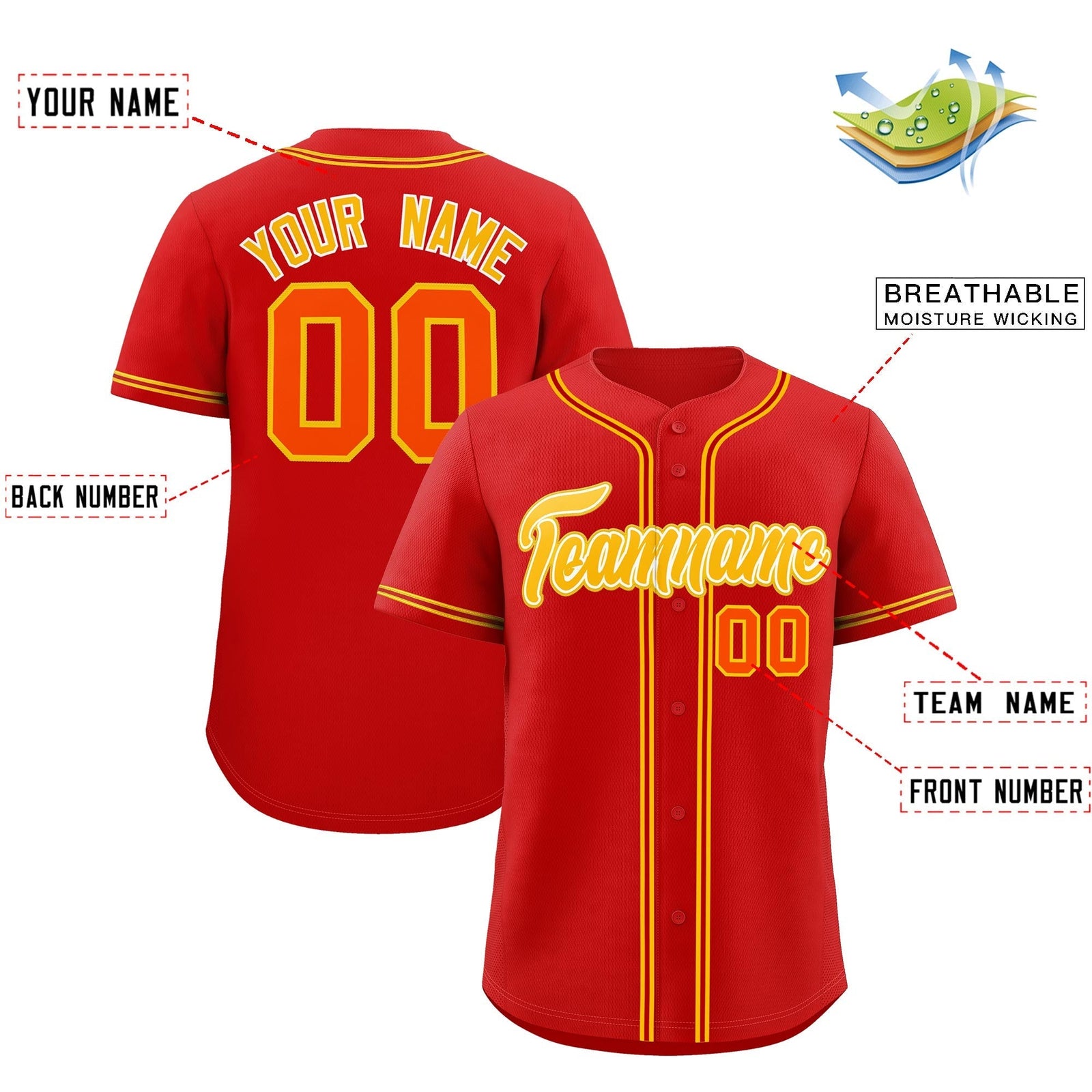 Custom Red Classic Style Stitched Sports Uniform Personalized For Teams Lightweight Baseball Jersey| KXKSHOP