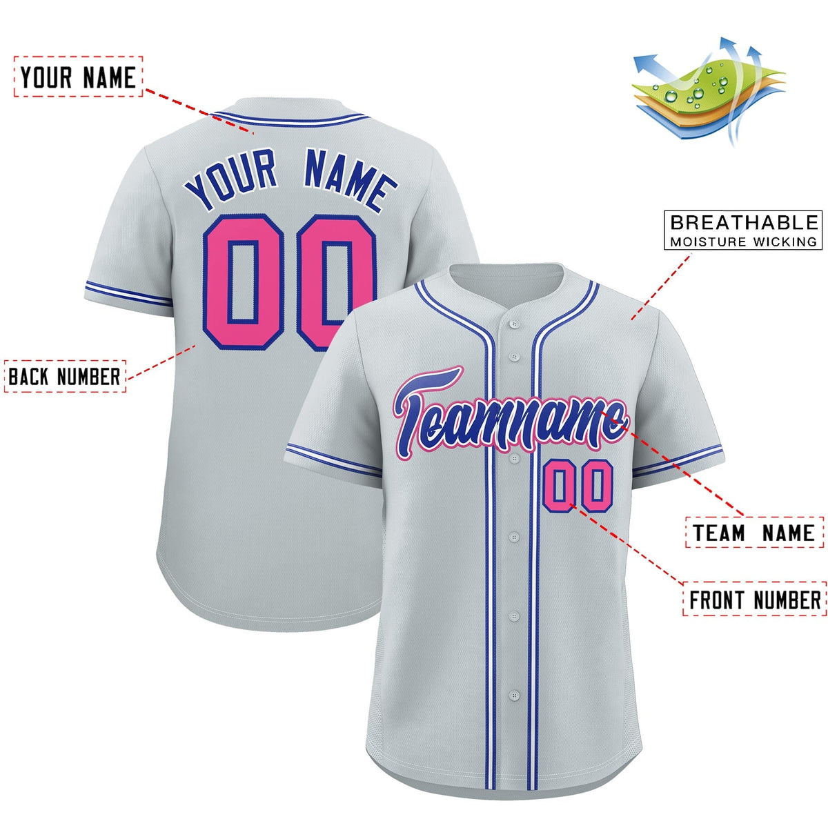 Custom Silver Classic Style Stitched Sports Uniform Personalized For Teams Lightweight Baseball Jersey| KXKSHOP