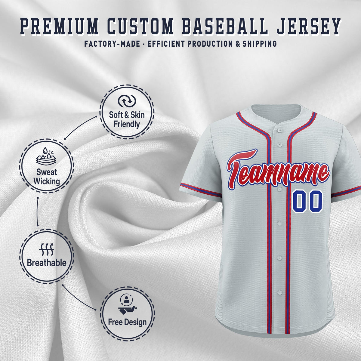 Custom Silver Classic Style Stitched Sports Uniform Personalized For Teams Quick Dry Baseball Jersey| KXKSHOP