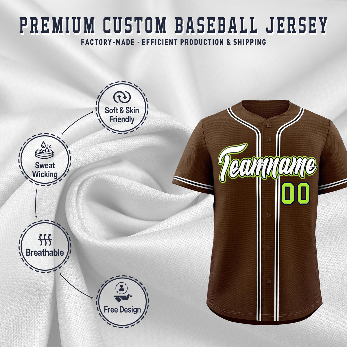 Custom Brown Classic Style Stitched Sports Uniform Personalized For Teams Lightweight Baseball Jersey| KXKSHOP