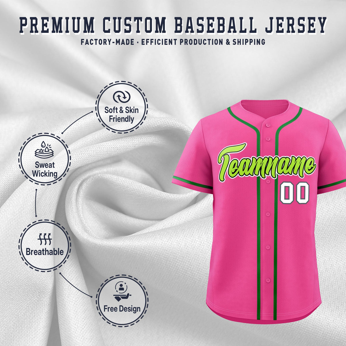Custom Pink Classic Style Stitched Sports Uniform Personalized For Teams Quick Dry Baseball Jersey| KXKSHOP