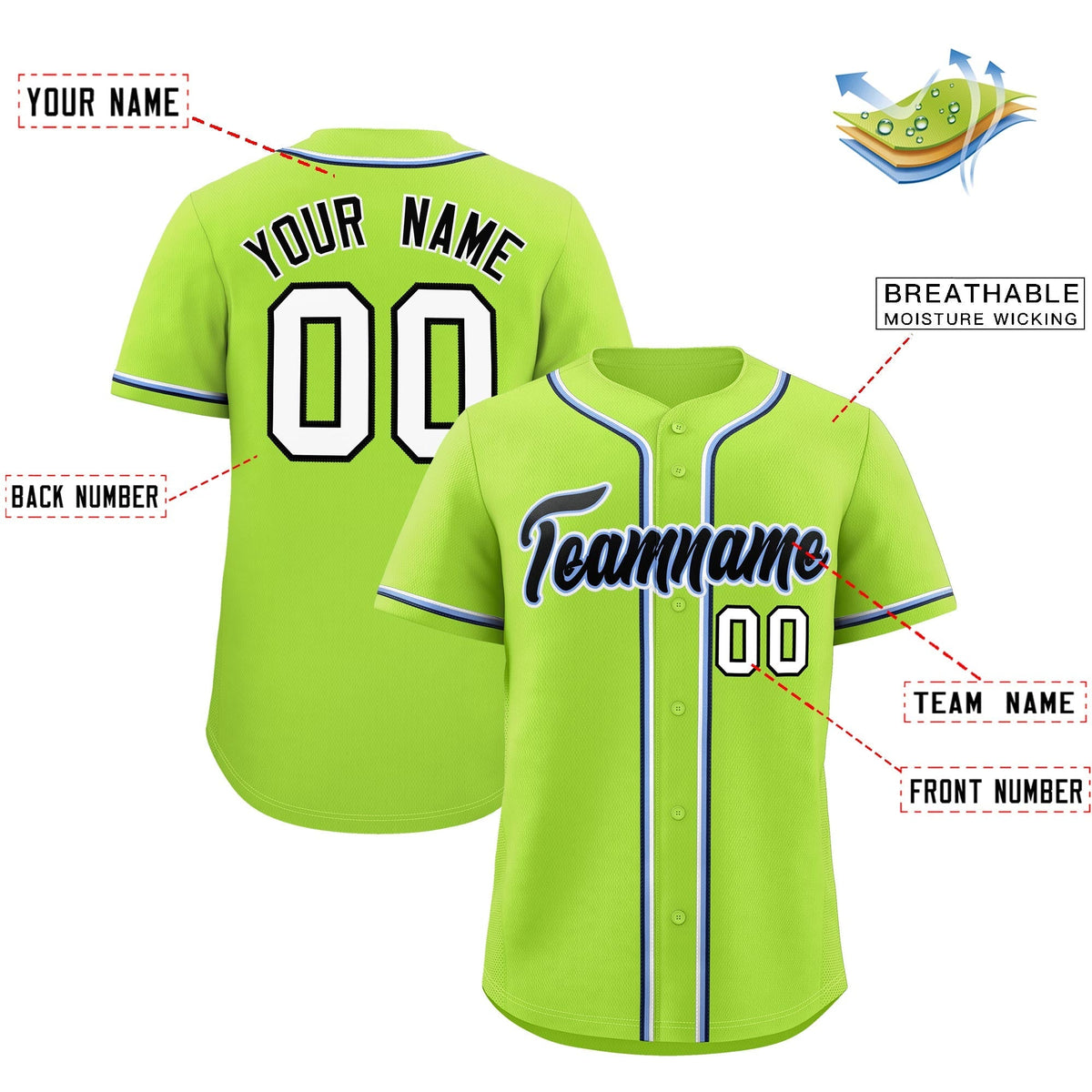 Custom Neon Green Classic Style Stitched Sports Uniform Personalized For Teams Lightweight Baseball Jersey| KXKSHOP