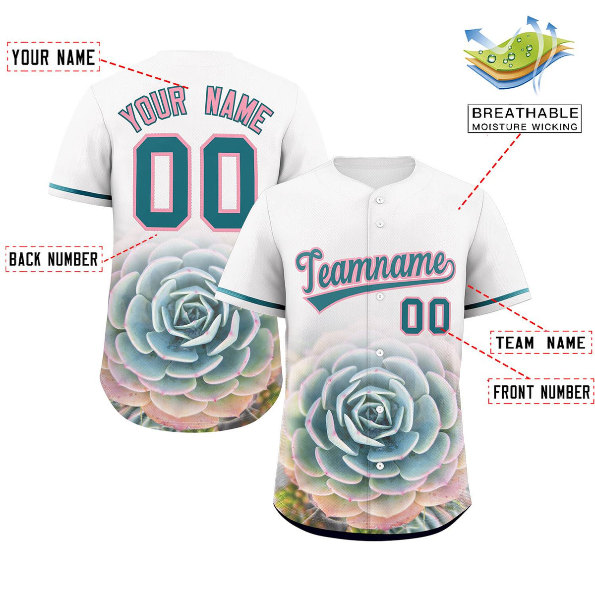 Custom White Personalized 3D Flower Design Authentic Baseball Jersey