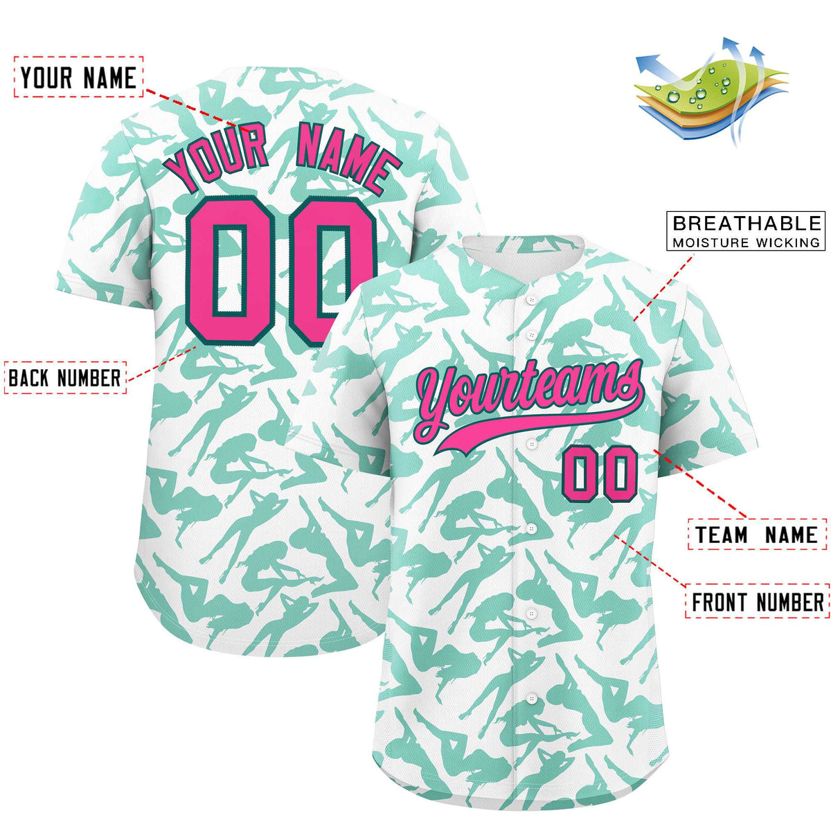 Custom White Bright Green Playboy Graffiti Pattern Authentic Baseball Jersey