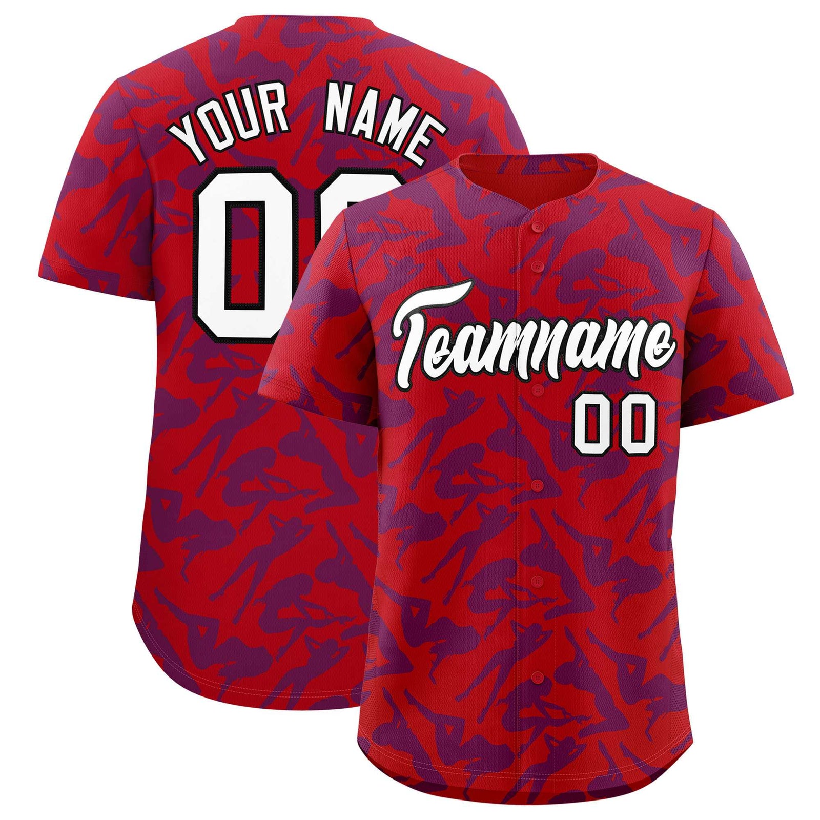 Custom Red Purple Playboy Graffiti Pattern Authentic Baseball Jersey