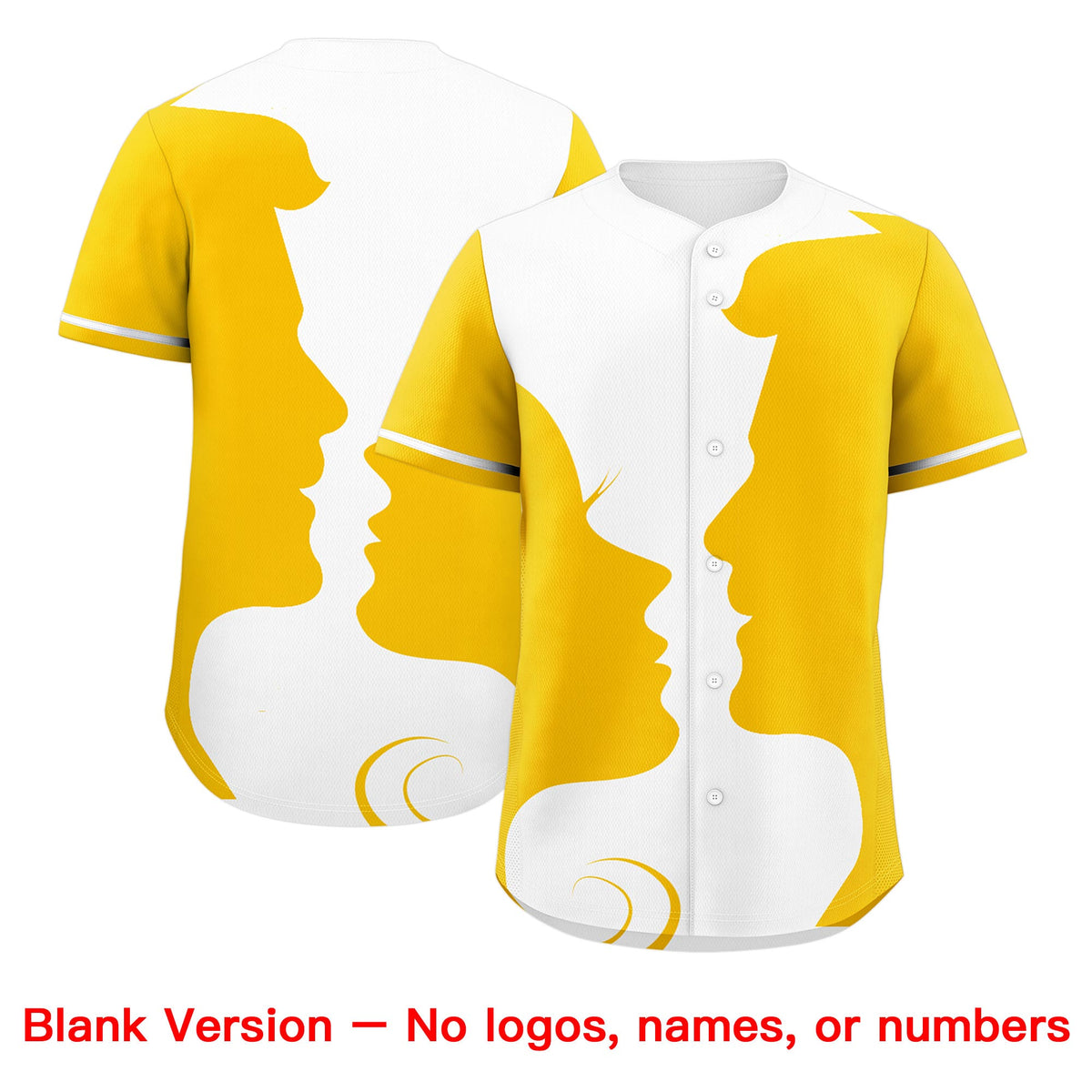 Custom White Gold Silhouettes of Loving Couple Valentine's Day Baseball Jersey| KXKSHOP