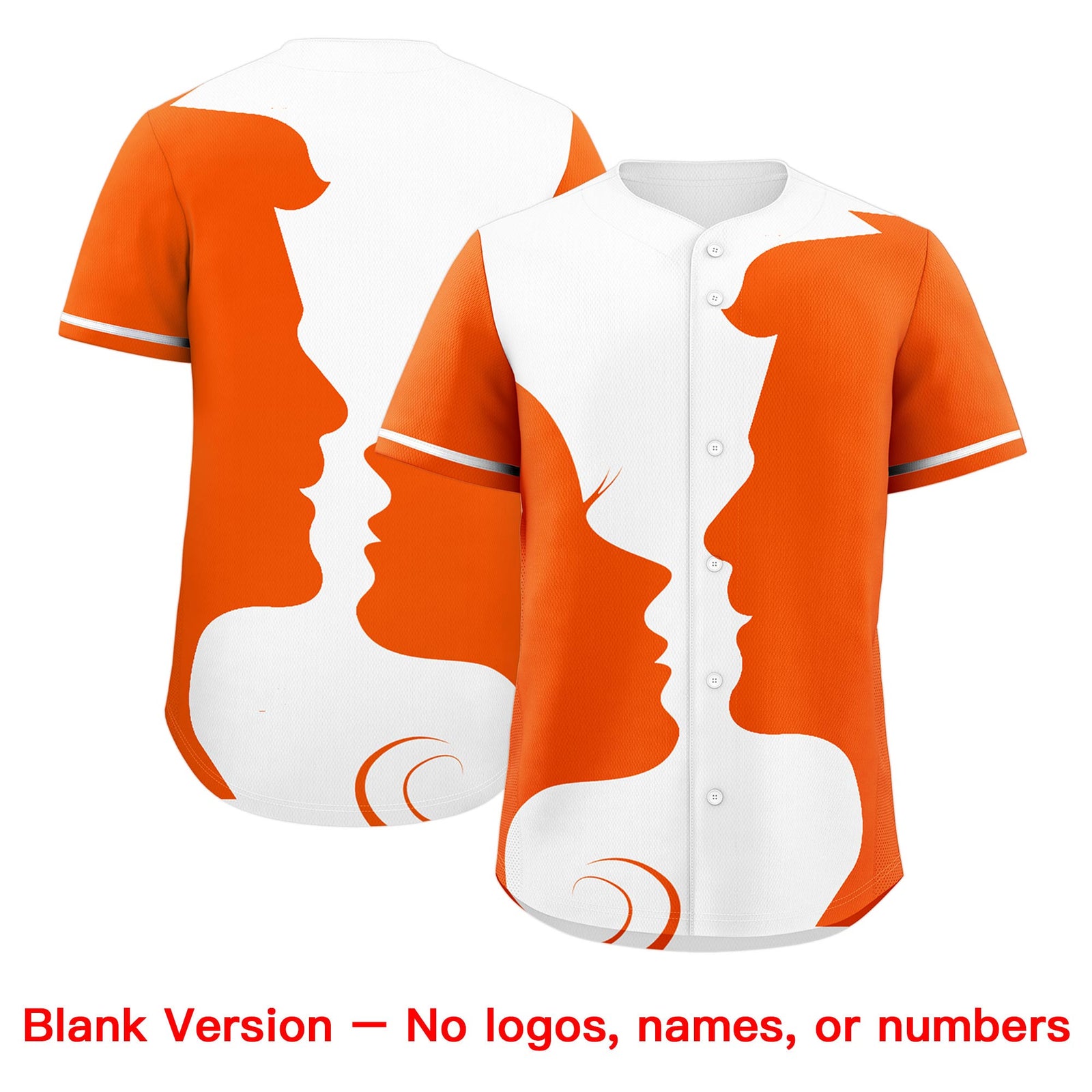 Custom White Orange Silhouettes of Loving Couple Valentine's Day Baseball Jersey| KXKSHOP