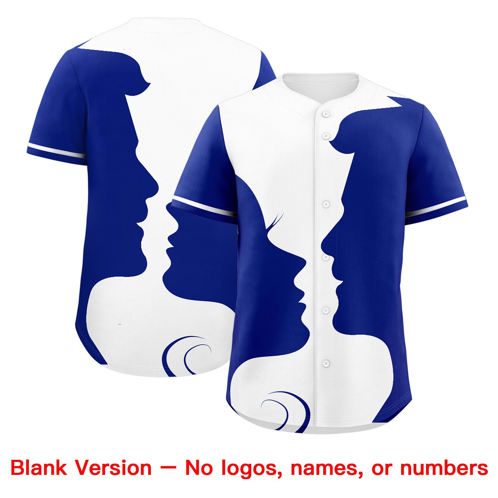 Custom White Royal Silhouettes of Loving Couple Valentine's Day Baseball Jersey| KXKSHOP