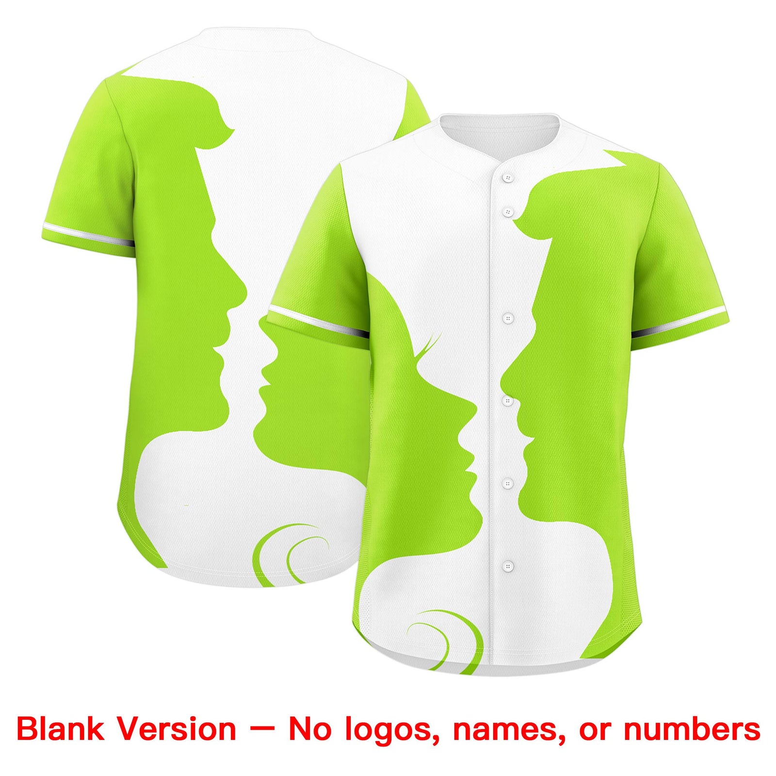 Custom White Neon Green Silhouettes of Loving Couple Valentine's Day Baseball Jersey| KXKSHOP