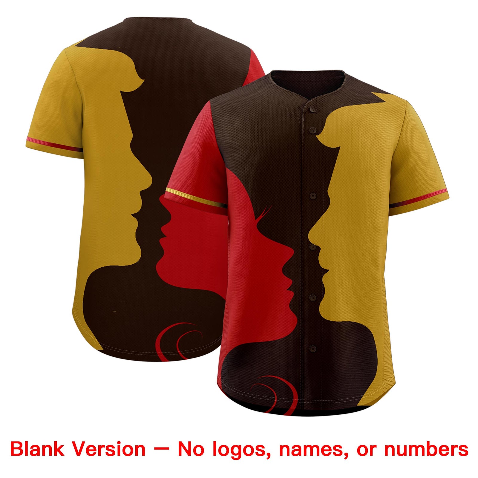 Custom Red Old Gold Silhouettes of Loving Couple Valentine's Day Baseball Jersey| KXKSHOP