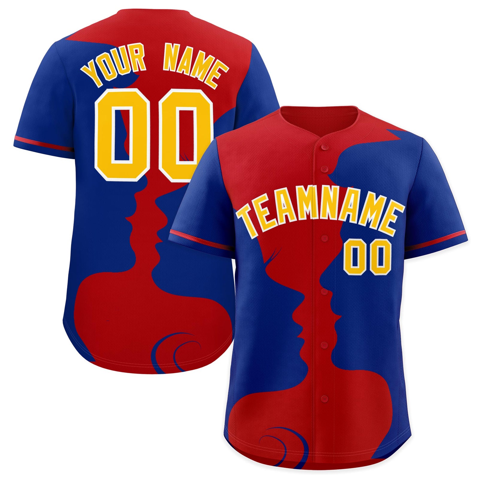 Custom Red Royal Silhouettes of Loving Couple Valentine's Day Baseball Jersey| KXKSHOP