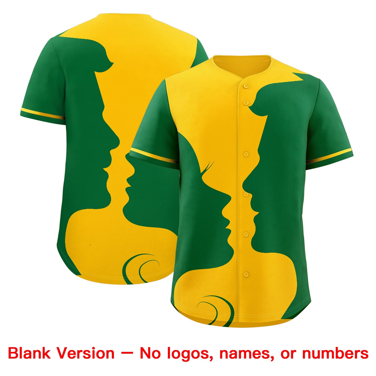 Custom Gold Kelly Green Silhouettes of Loving Couple Valentine's Day Baseball Jersey| KXKSHOP
