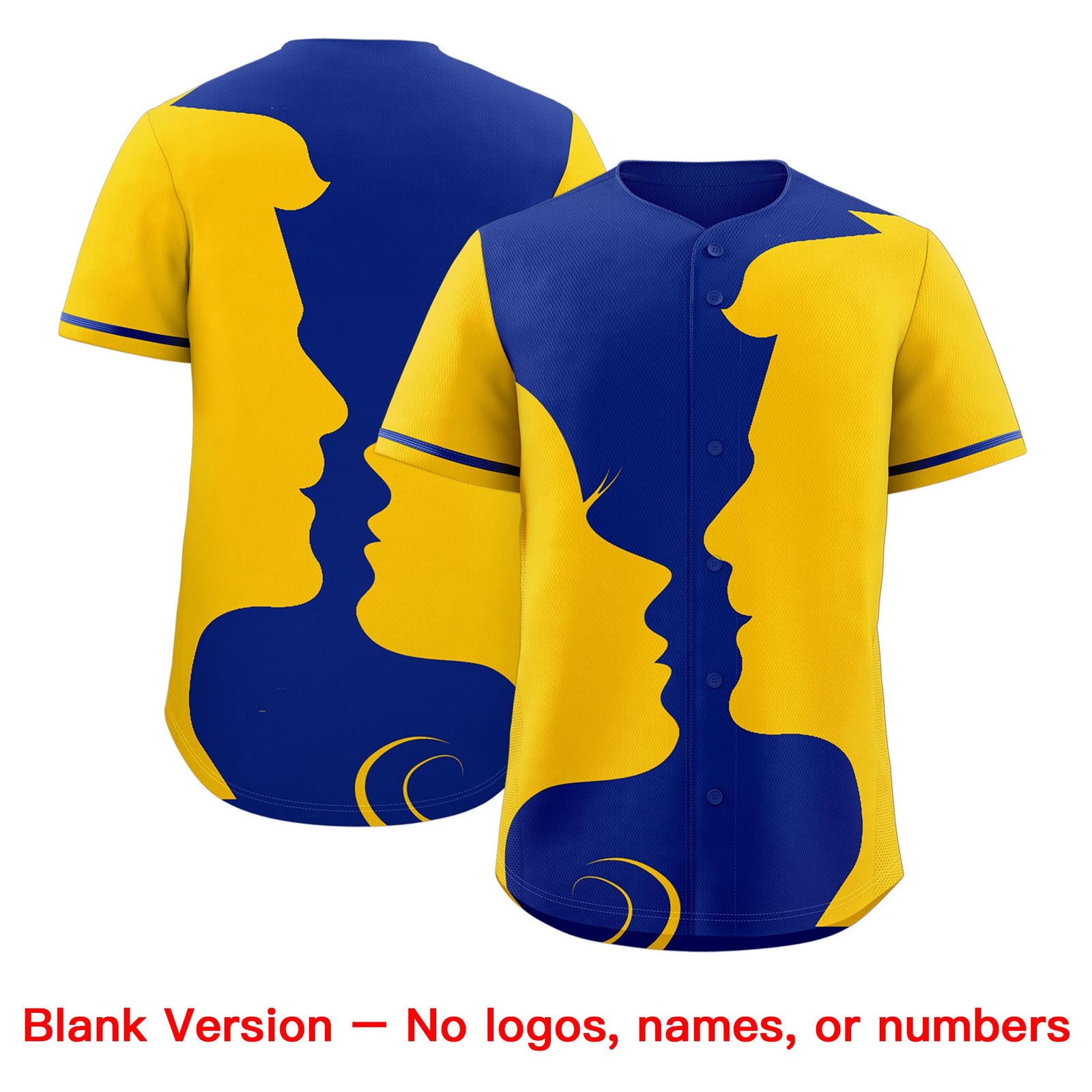 Custom Royal Gold Silhouettes of Loving Couple Valentine's Day Baseball Jersey| KXKSHOP
