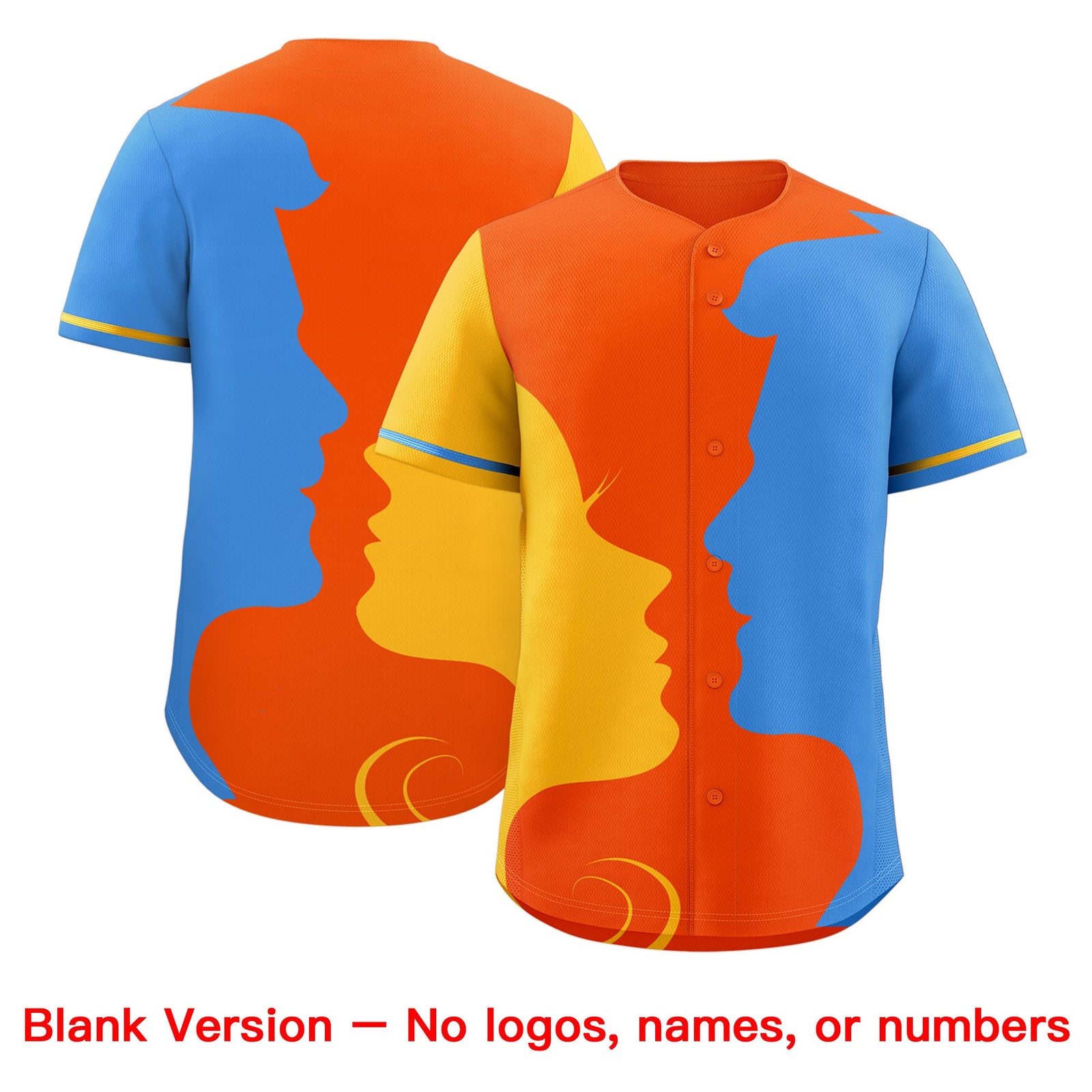 Custom Powder Blue Gold Silhouettes of Loving Couple Valentine's Day Baseball Jersey| KXKSHOP