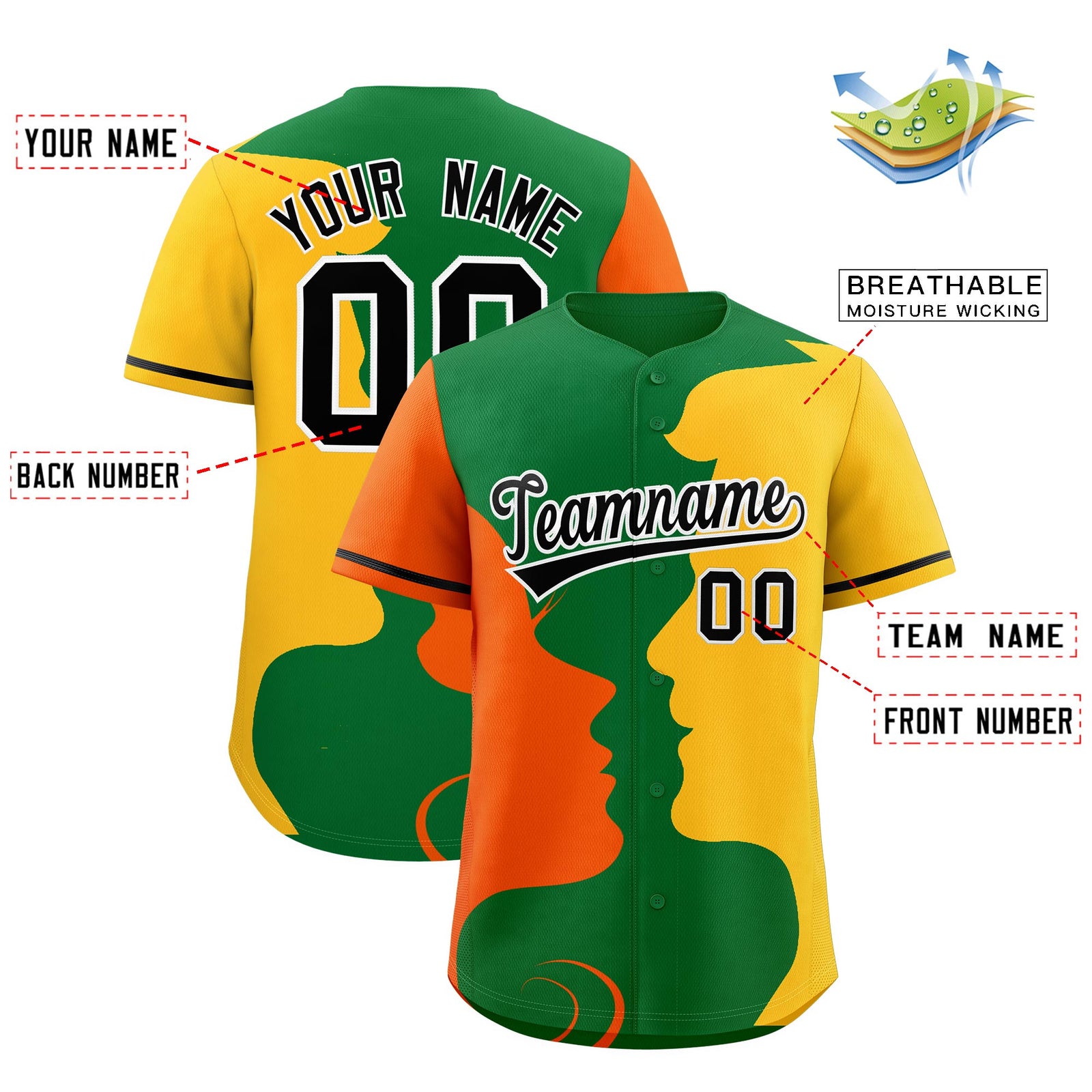 Custom Black Orange Gold Silhouettes of Loving Couple Valentine's Day Baseball Jersey| KXKSHOP
