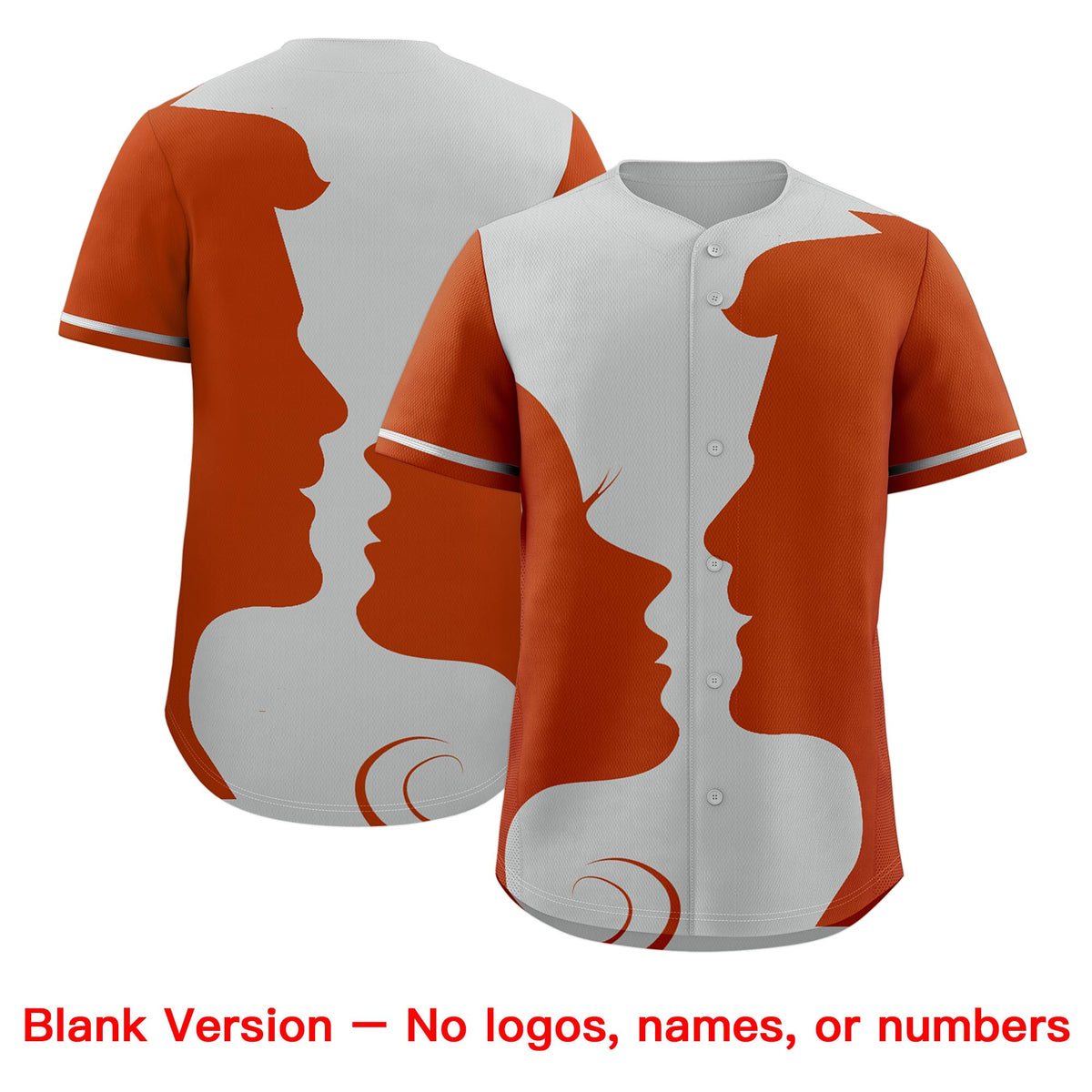 Custom Gray Black Silhouettes of Loving Couple Valentine's Day Baseball Jersey| KXKSHOP