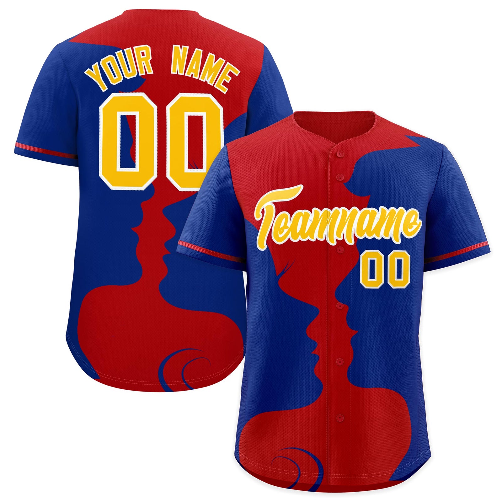 Custom Red Royal Silhouettes of Loving Couple Valentine's Day Baseball Jersey| KXKSHOP