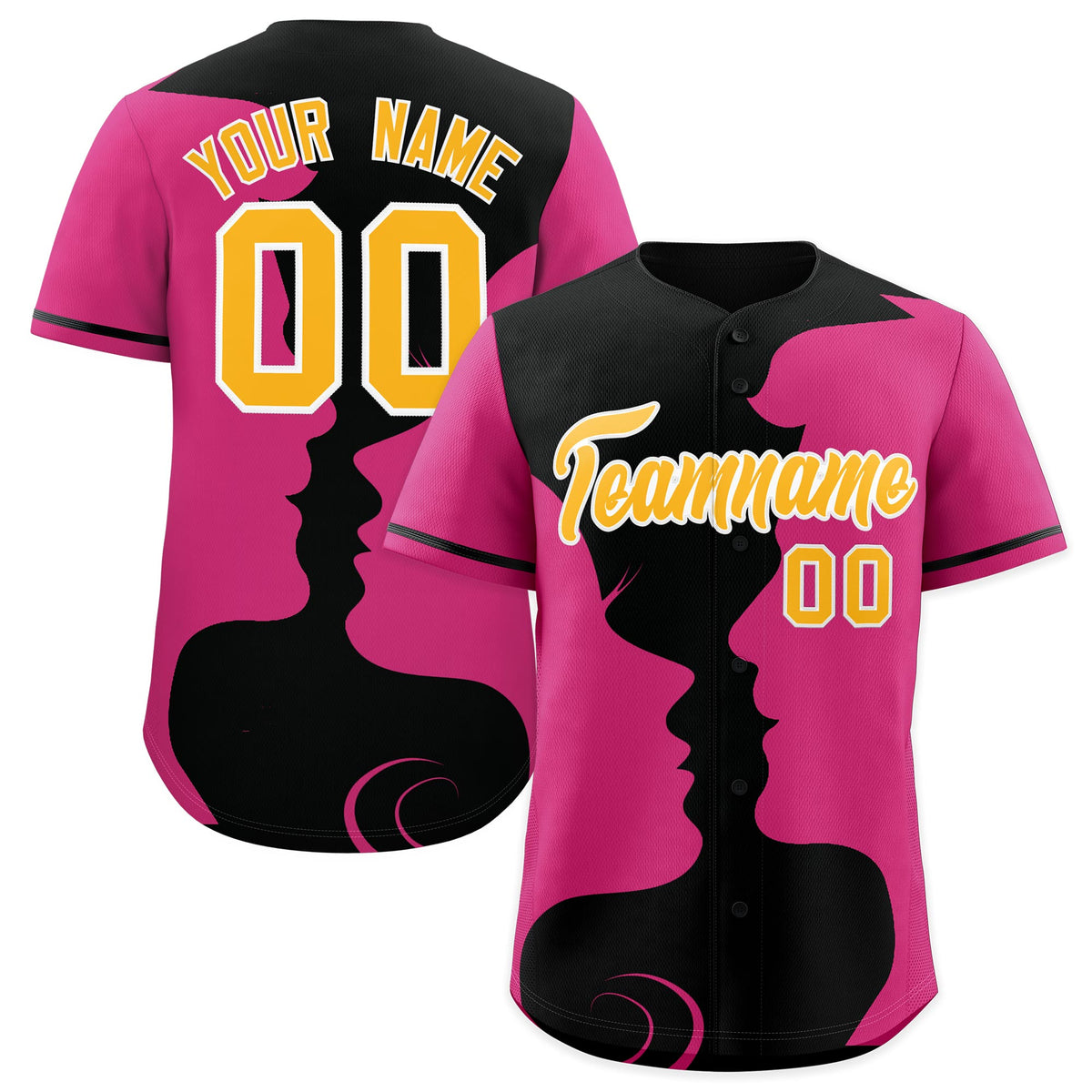 Custom Black Rose Red Silhouettes of Loving Couple Valentine's Day Baseball Jersey| KXKSHOP
