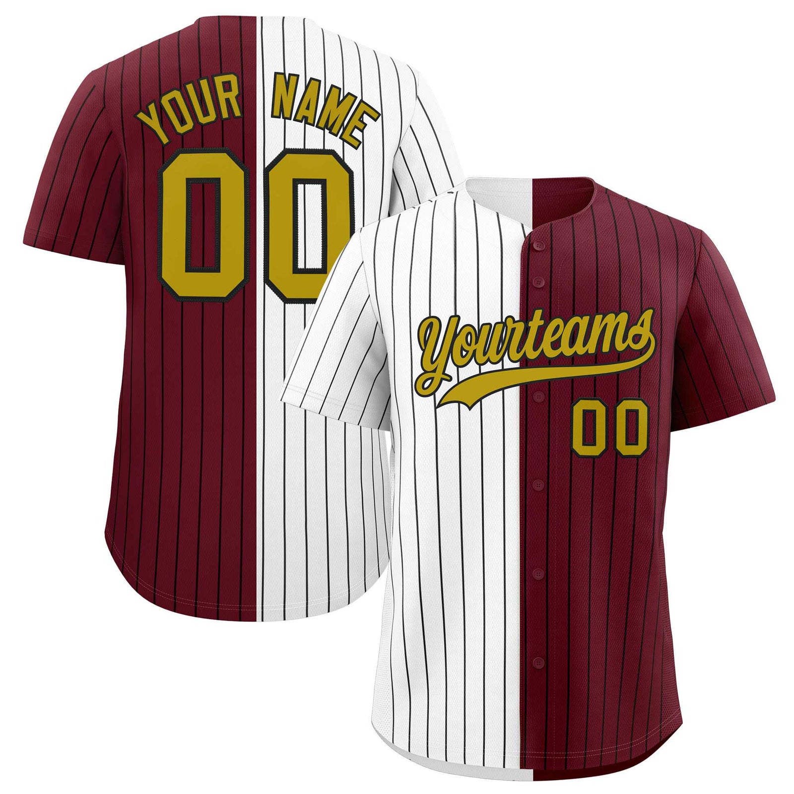 Custom White Maroon Two Tone Striped Fashion Authentic Baseball Jersey