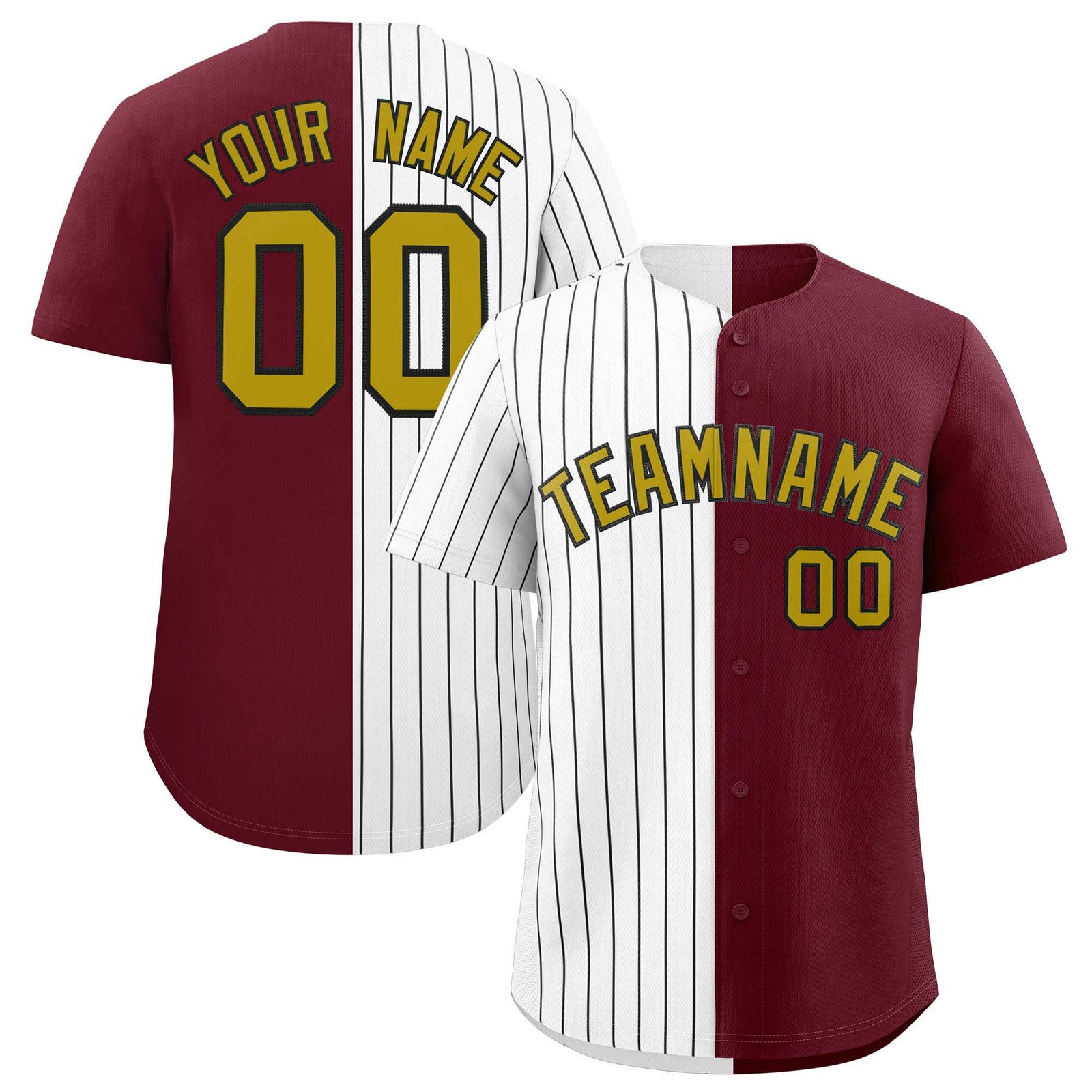 Custom White Maroon Split Fashion Authentic Baseball Jersey