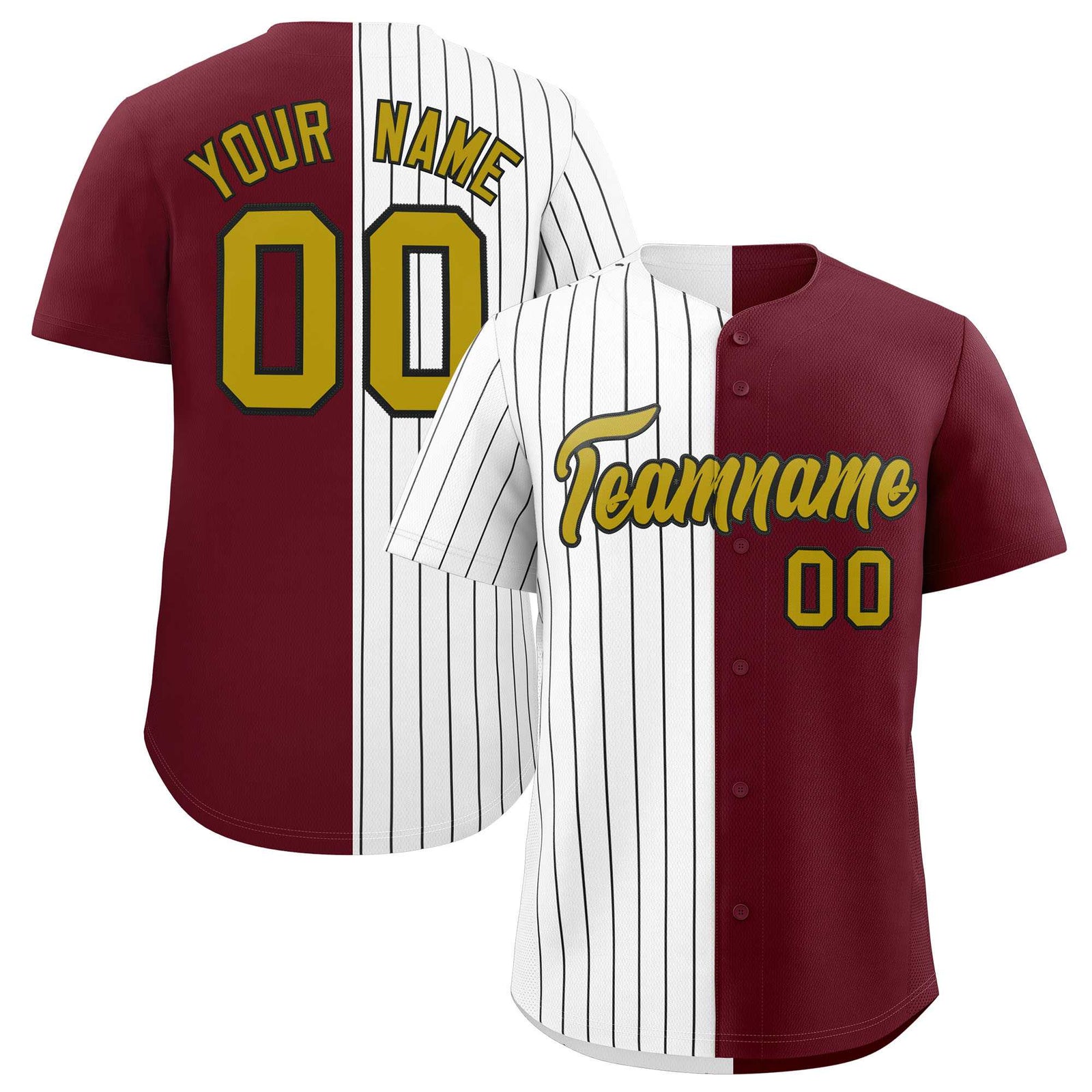 Custom White Maroon Split Fashion Authentic Baseball Jersey
