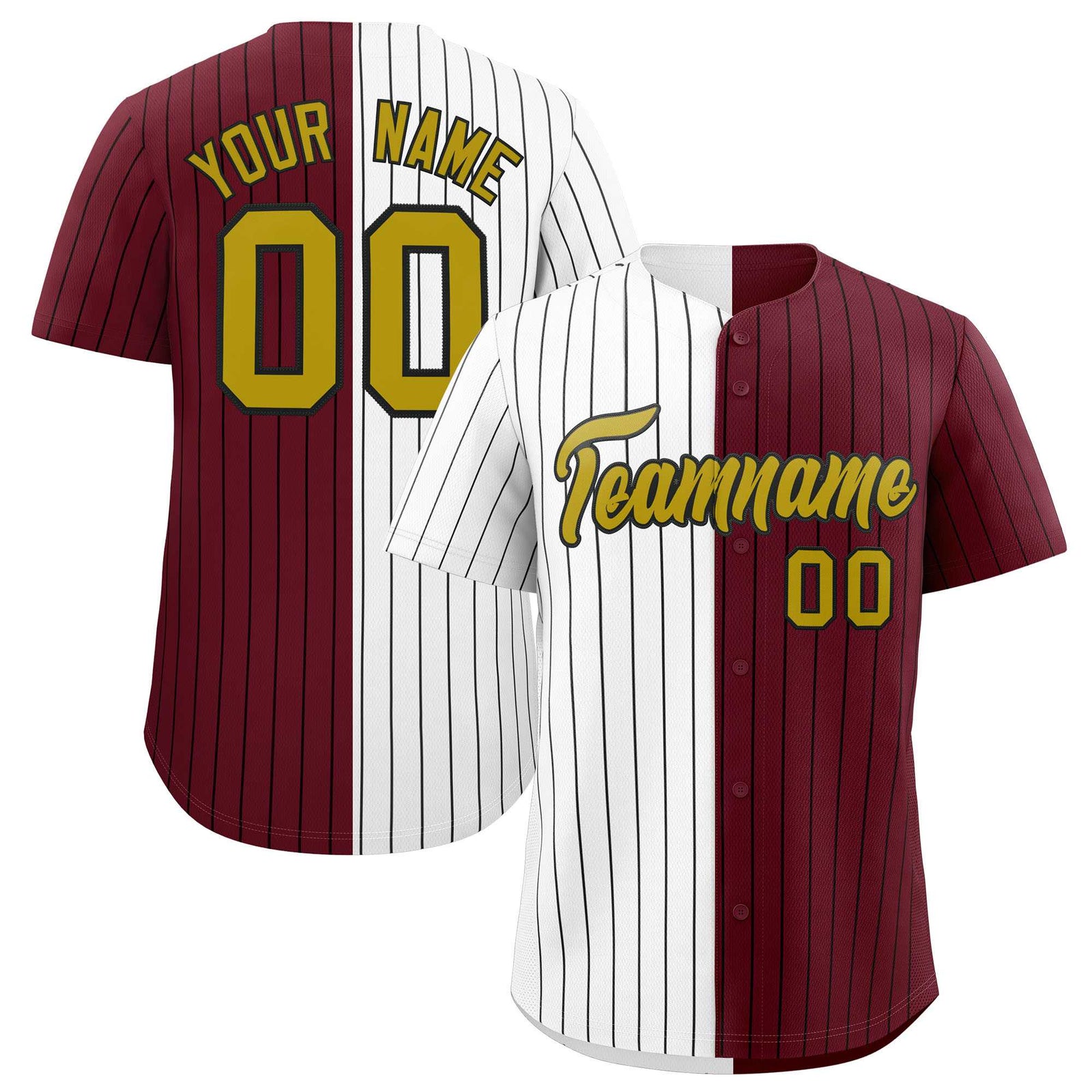 Custom White Maroon Two Tone Striped Fashion Authentic Baseball Jersey