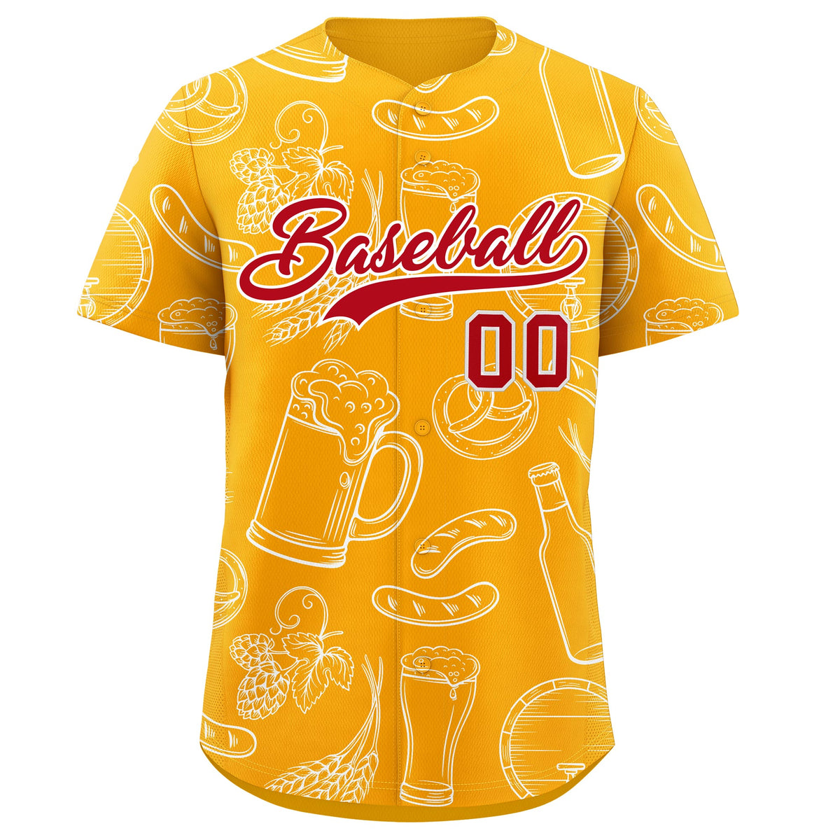 Custom Orange White National Beer Day Personalized Beer Pattern Baseball Jersey | Suitable For Groups Or Parties | KXKSHOP