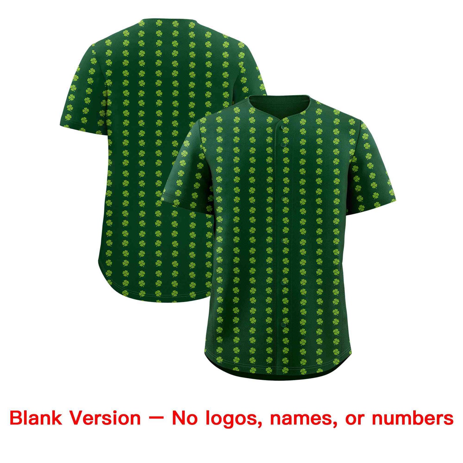 Custom Green Gold St.Patrick's Day Personalized Four Leaf Clover Pattern Baseball Jersey| KXKSHOP