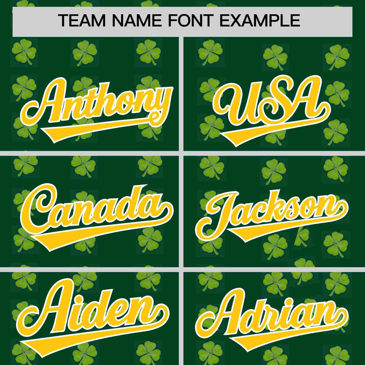 Custom Green Gold St.Patrick's Day Personalized Four Leaf Clover Pattern Baseball Jersey| KXKSHOP
