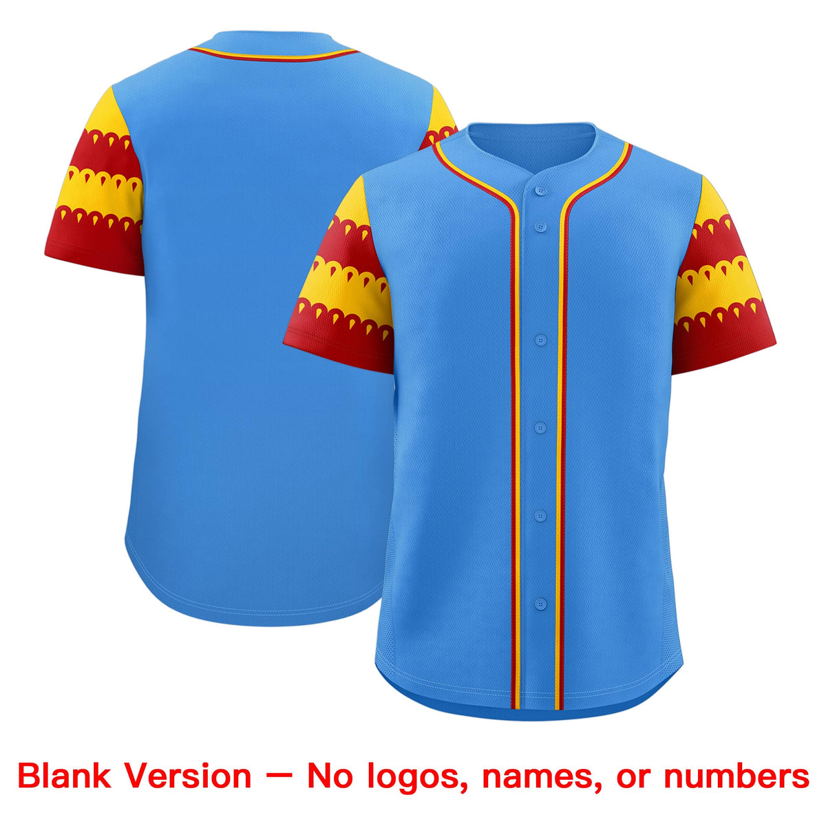 Custom Powder Blue Gold Red Sleeve Flag Lace Baseball Jersey | Sublimation Printed &amp; Embroidery,Add Name and Numbern,Perfect for Teams | KXKSHOP