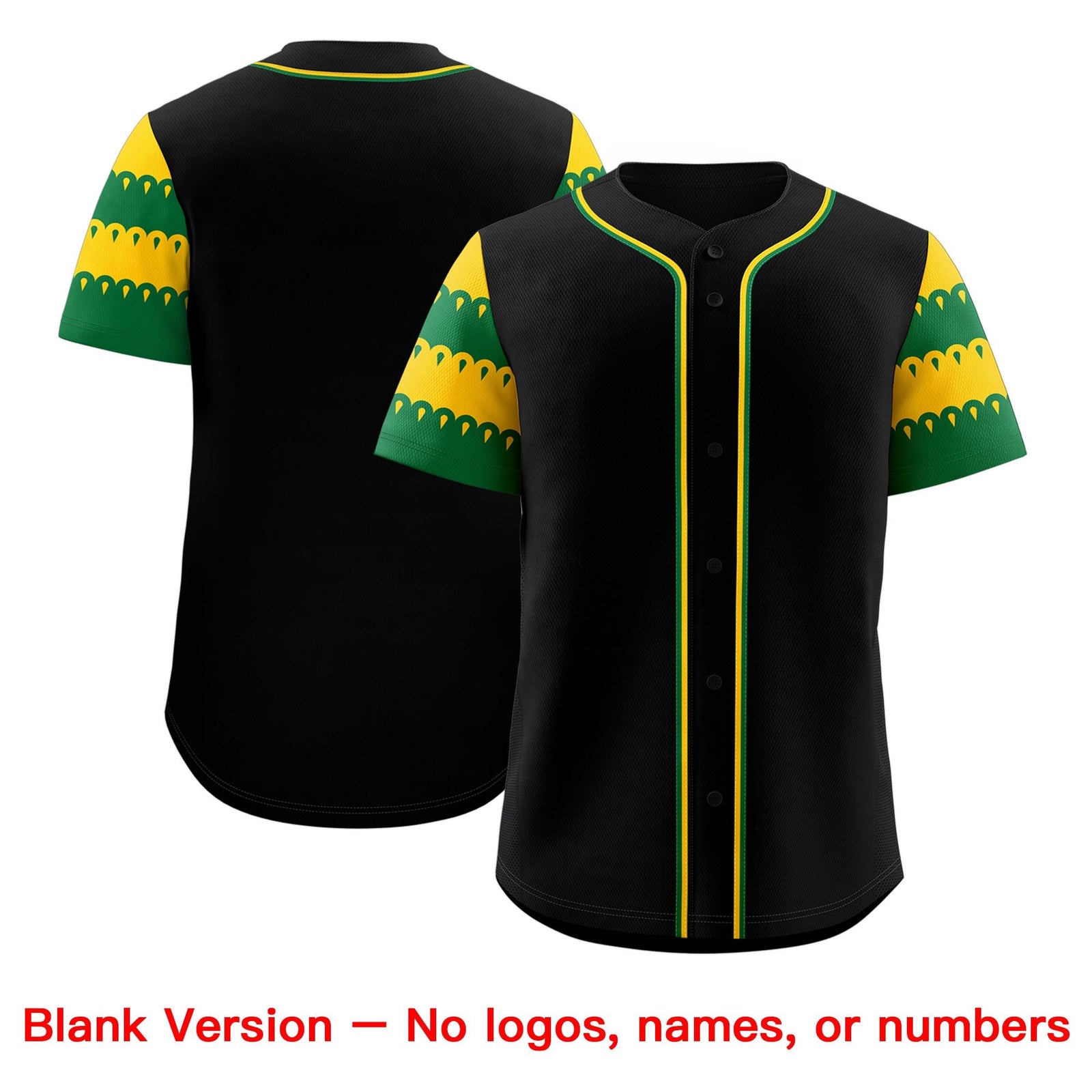 Custom Black Kelly Green Gold Sleeve Flag Lace Baseball Jersey | Sublimation Printed & Embroidery,Add Name and Numbern,Perfect for Teams | KXKSHOP