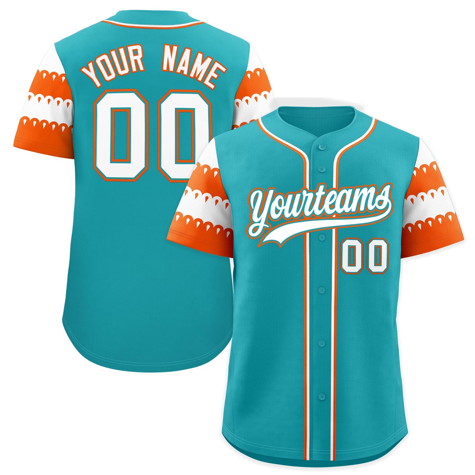 Custom Aqua Orange White Sleeve Flag Lace Baseball Jersey | Sublimation Printed & Embroidery,Add Name and Numbern,Perfect for Teams | KXKSHOP