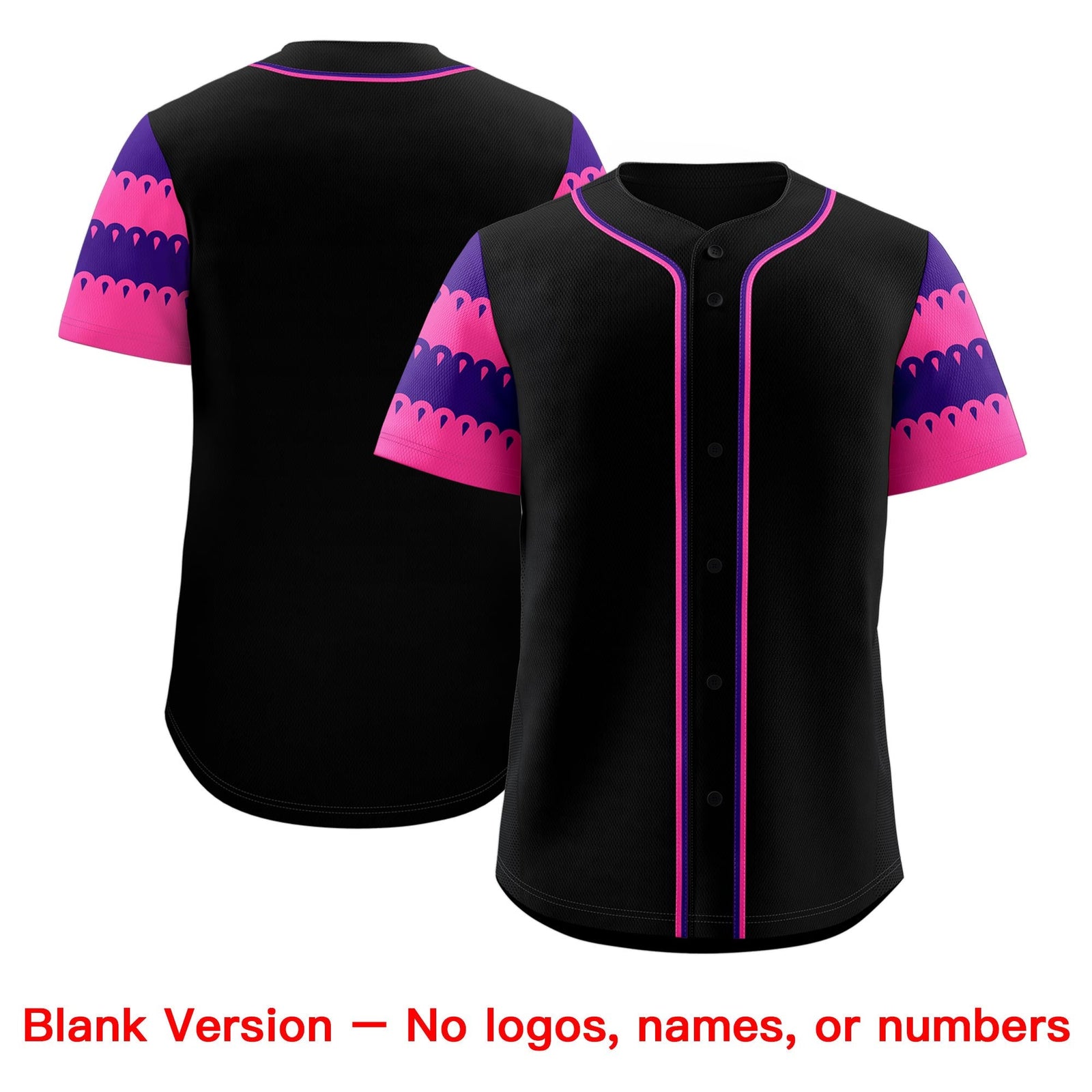 Custom Black Pink Purple Sleeve Flag Lace Baseball Jersey | Sublimation Printed & Embroidery,Add Name and Numbern,Perfect for Teams | KXKSHOP