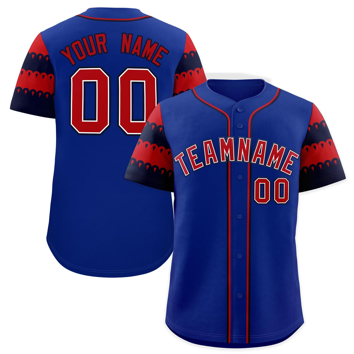 Custom Royal Red Navy Sleeve Flag Lace Baseball Jersey | Sublimation Printed &amp; Embroidery,Add Name and Numbern,Perfect for Teams | KXKSHOP