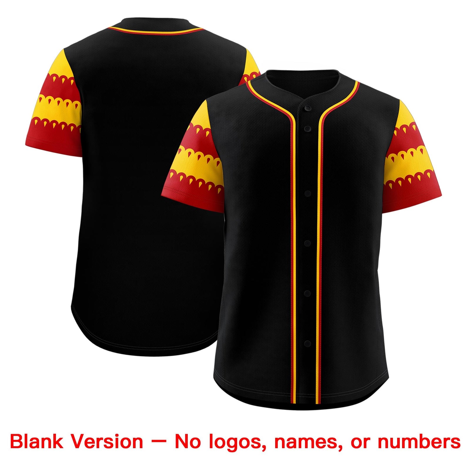 Custom Black Gold Red Sleeve Flag Lace Baseball Jersey | Sublimation Printed & Embroidery,Add Name and Numbern,Perfect for Teams | KXKSHOP