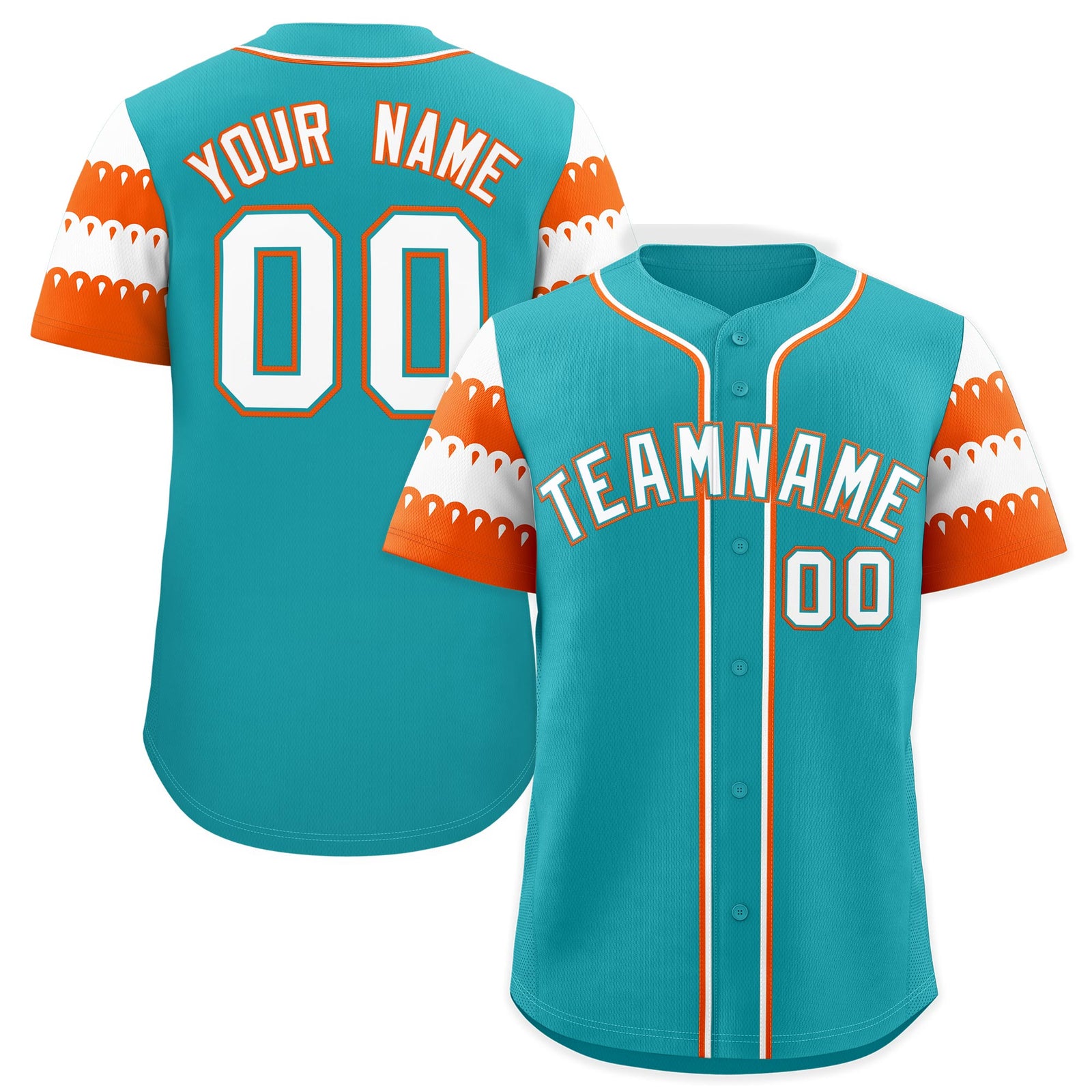 Custom Aqua Orange White Sleeve Flag Lace Baseball Jersey | Sublimation Printed & Embroidery,Add Name and Numbern,Perfect for Teams | KXKSHOP