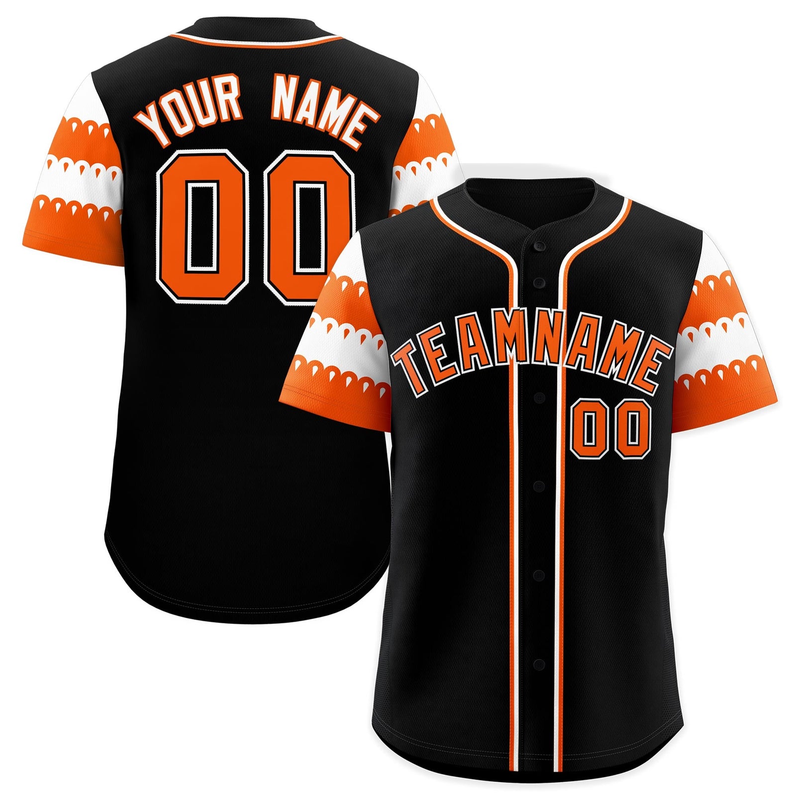 Custom Black Orange White Sleeve Flag Lace Baseball Jersey | Sublimation Printed & Embroidery,Add Name and Numbern,Perfect for Teams | KXKSHOP
