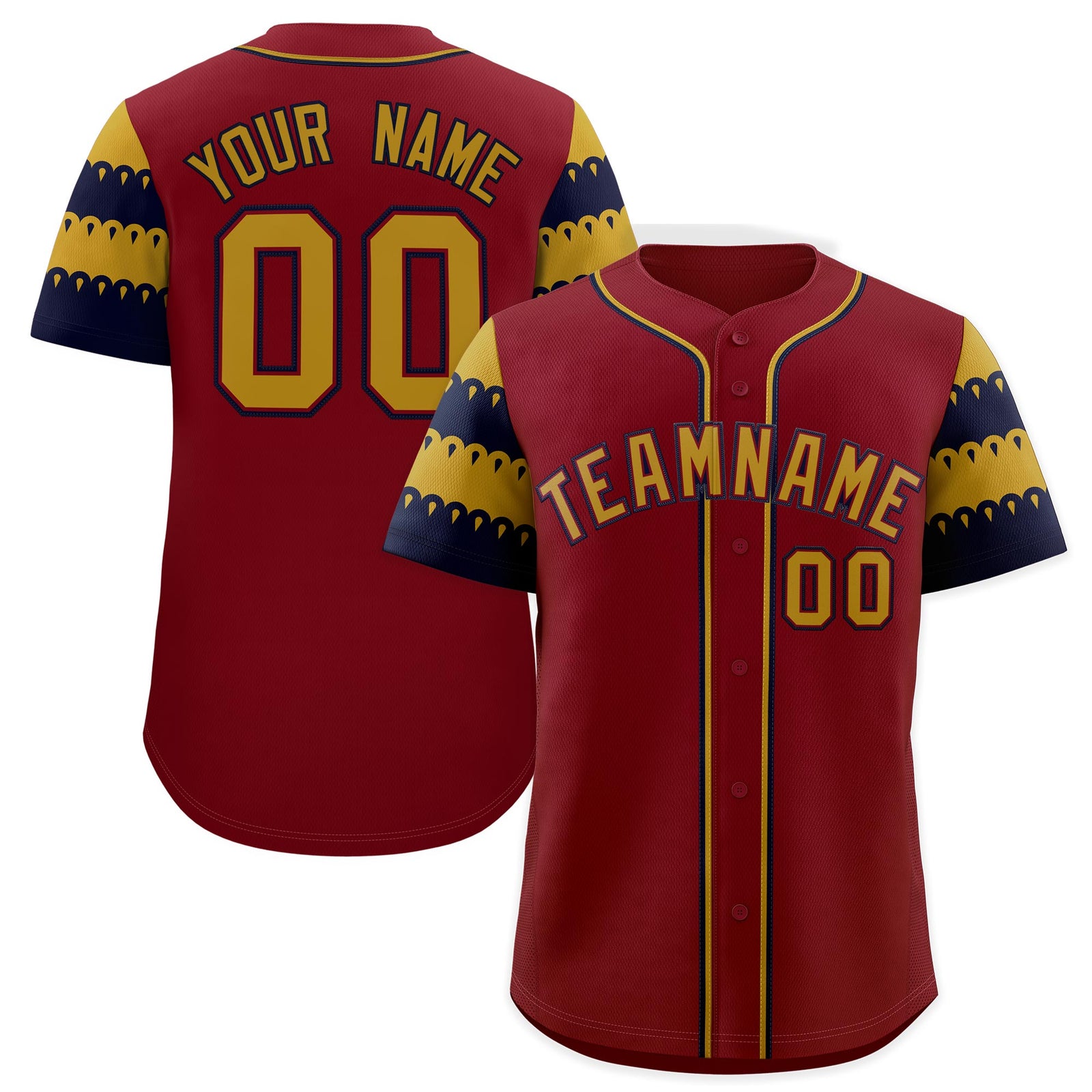 Custom Crimson Old Gold Navy Sleeve Flag Lace Baseball Jersey | Sublimation Printed & Embroidery,Add Name and Numbern,Perfect for Teams | KXKSHOP
